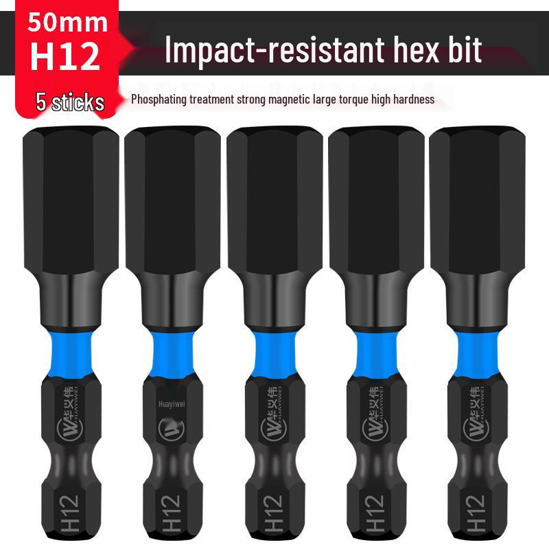 Extended S2 Air Pneumatic Screwdriver Hex Bit Set - Strong Magnetic, Super Hard, Non-slip