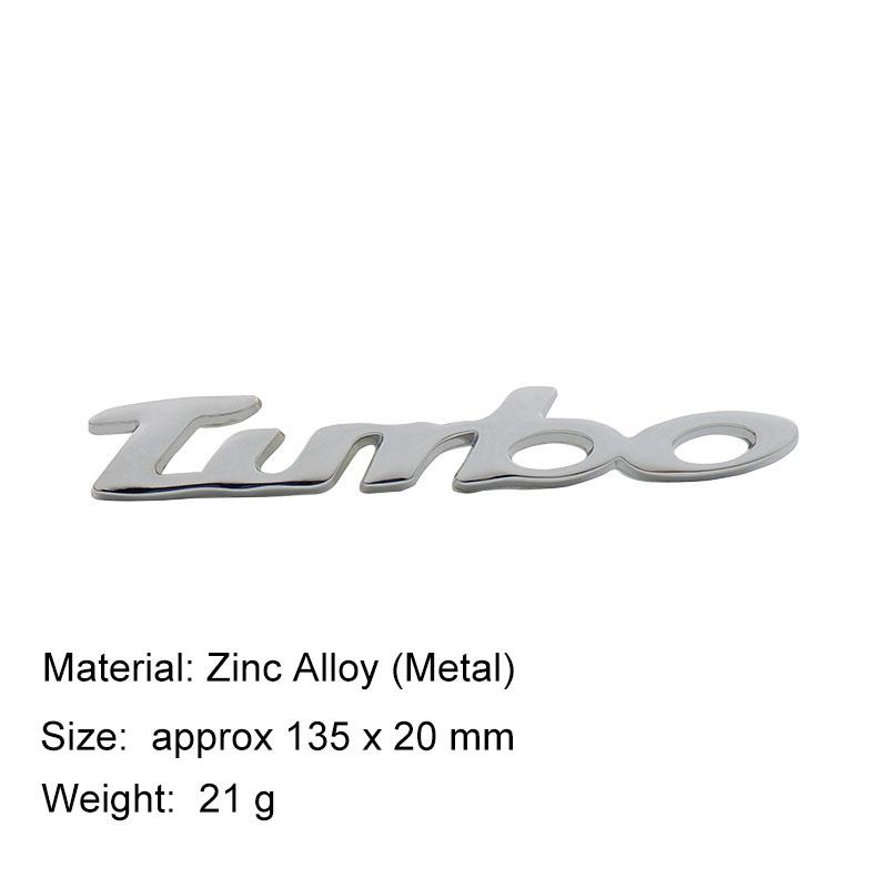 3D TURBO Metal Car Sticker Car Styling Body Emblem Decal Zinc Alloy Car Rear Tailgate Badge Decoration Auto Accessories Decals