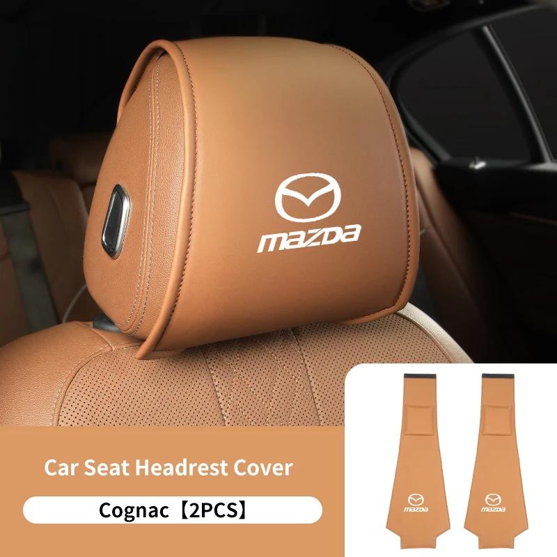 2025 Hot 2PCS Leather Car Seat Headrest Protective Cover Accessories For Mazda 6 3 2 CX5 CX7 323 Demio Axela Atenza CX9 MX3 MX5