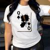 Cotton T-Shirt Short Sleeve Round Neck Women 2d Print Tops