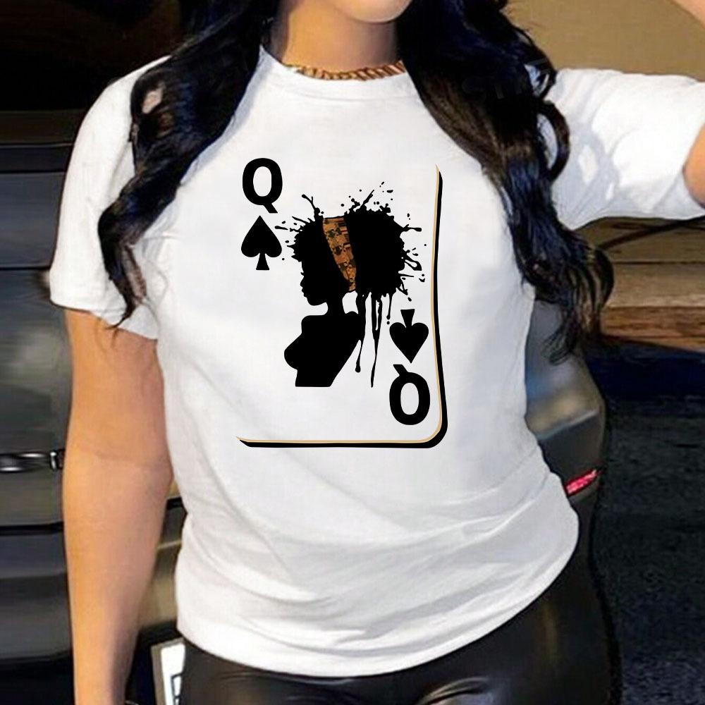 Cotton T-Shirt Short Sleeve Round Neck Women 2d Print Tops