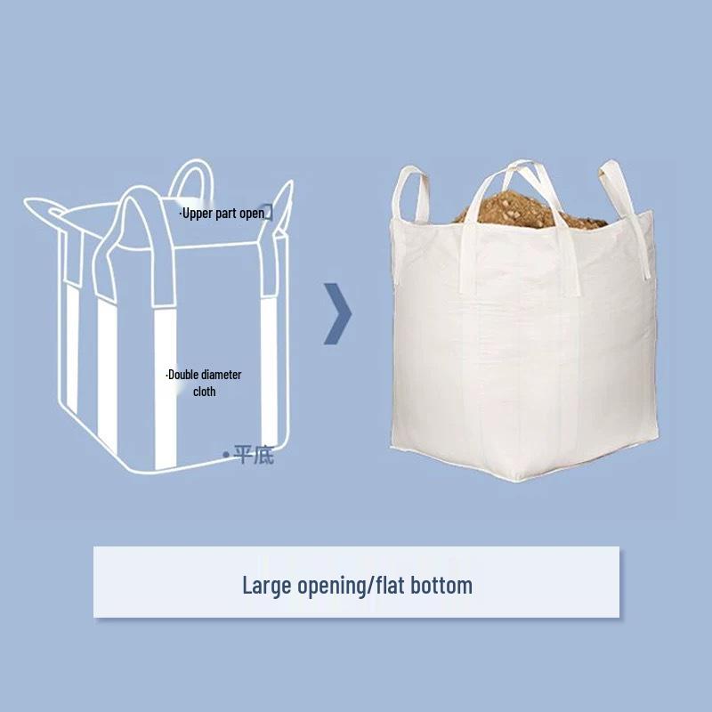 Brand New White Four-Loop Ton Bag with Large Top Opening and Flat Bottom - Thickened Woven Design for Bridge Pre-Loading