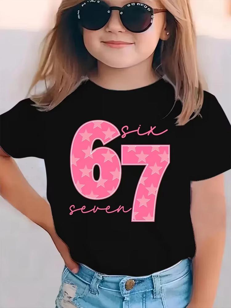 Boys Holographic Drip 67 Print Short Sleeve TShirt Soft Breathable Cotton Perfect for Casual Outings Streetweardf0009