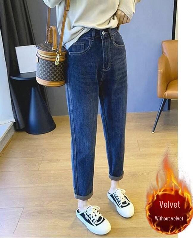 

Женские утепленные вельветовые джинсы-гаремы: Прямой, Свободный, Приталенный крой для Осени/Зимы 2024 5XL