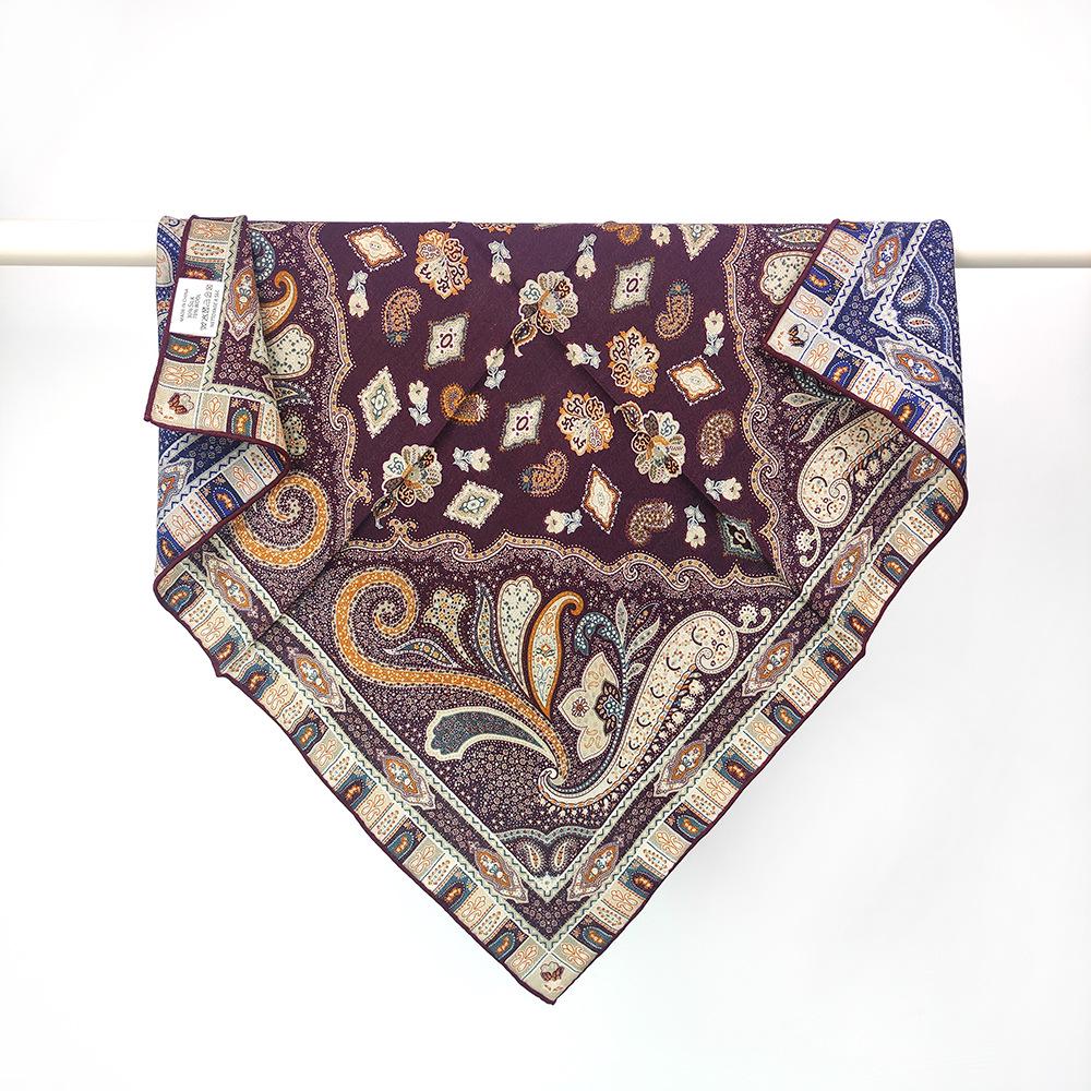 Burgundy Silk Wool Double-Sided Medium Scarf - Autumn/Winter Warm Shawl