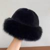 Warm Women'S Winter Hat Fluffy Fur Bucket Hat For Women Plush Fisherman Hat Thicken Cold Snowy Day Mongolian Hat