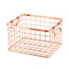 1Pcs Premium Iron Storage Basket Nordic Style Rose Gold Laundry Towel Book Snack Organizer for Kitchen Bathroom Desktop