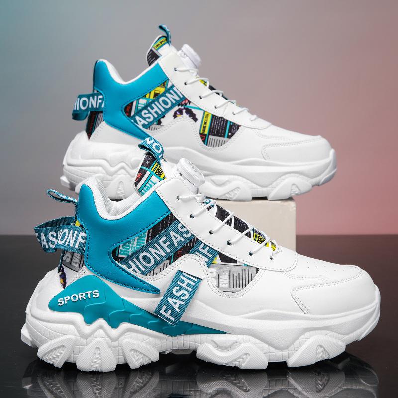 Herren High-Top Schuhe Winter Drehknopf Basketball Sportschuhe Jugend Trendmarke vielseitig Putian Fried Street Dad Schuhe dicke Sohle