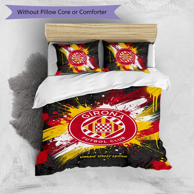 Girona FC Printed 3PCS Bedding Set Breathable Duvet Cover with Pillowcases Decorative Bed Linen for Bedroom Home