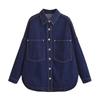 Women’s Fashion A-line Denim Shirt with Lapel & Dual Pockets - Trendy INS Style 2025