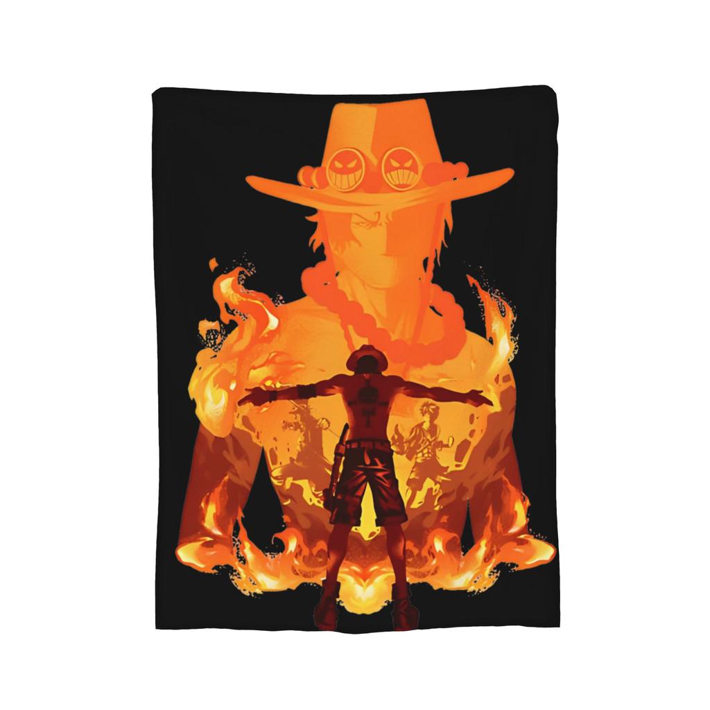 Fire Fist Ace Monkey D Luffy Blankets Flannel All Season Breathable Soft Throw Blanket for Sofa Outdoor Bedspreads