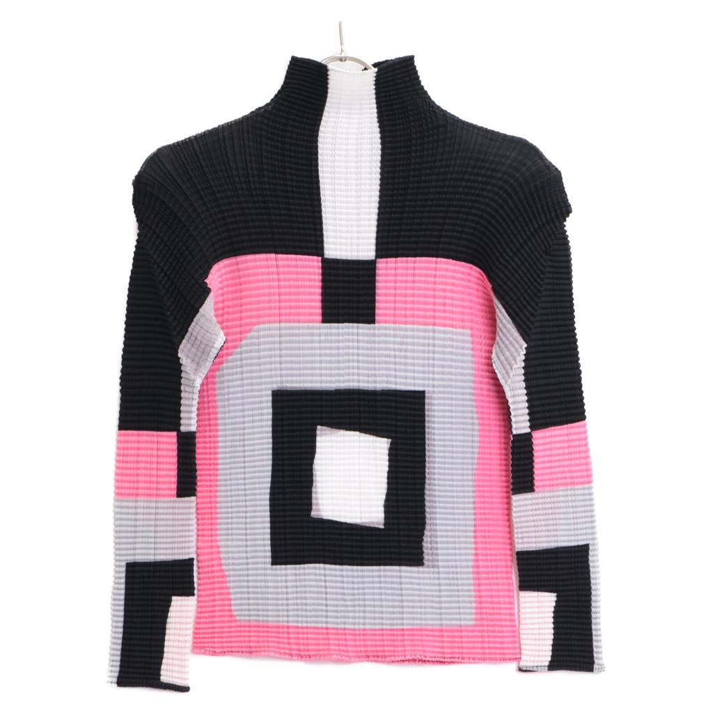 PLEATS PLEASE 2010 Pink x Black MM02FT904 Long Sleeve Top tops M Pink x BlackUsed
