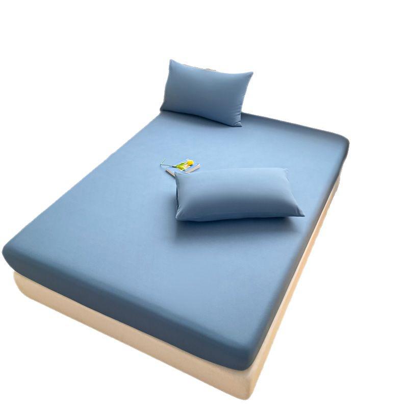 Zestaw prześcieradeł z gumką z bawełny pranej w jednolitym kolorze: Całkowicie otulający, antypoślizgowy narzutka na łóżko - Trzyczęściowy na każdą porę roku