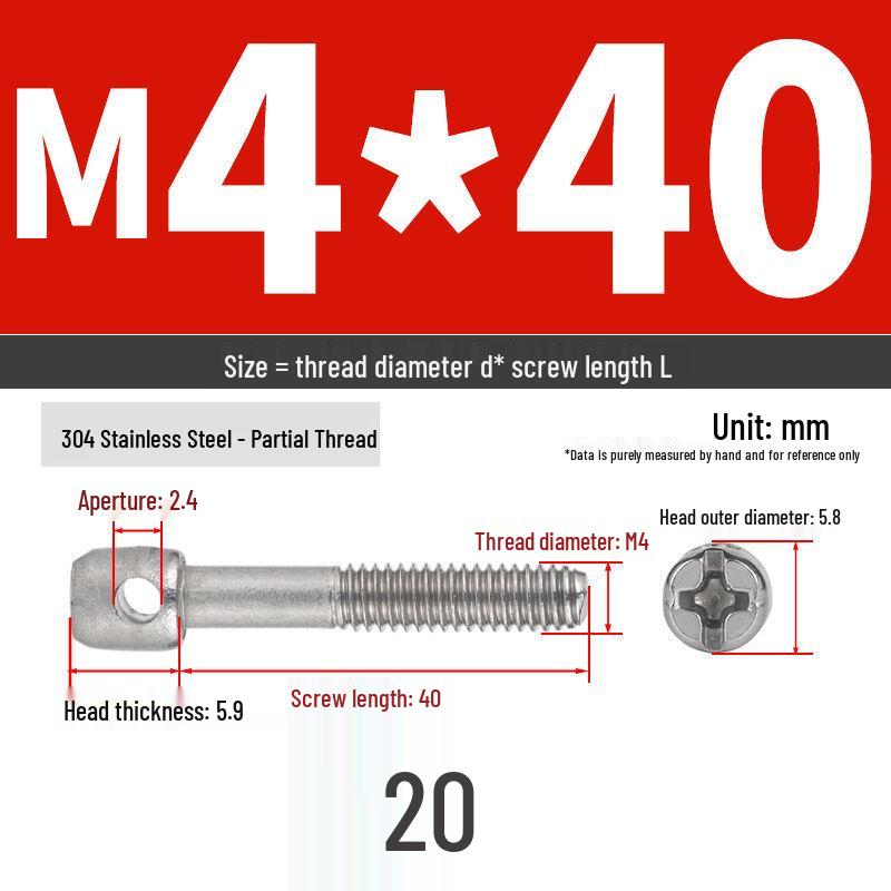 304 Stainless Steel Lead Seal Galvanized Meter Screw with Cross Hole