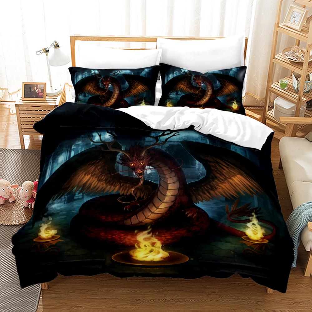 Anime Monster Bedding Set Single Twin Full Queen King Size Animal Tag Lion Wolf Bed Set Adult Kid Bedroom Duvetcover Set