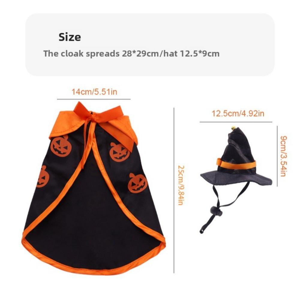 Pet Cloak Hat Halloween Festival Dress Up  Funny Pumpkin Hat Cloak Cat Dog Clothes Small Medium Sized Dog Pet Holiday Supplies