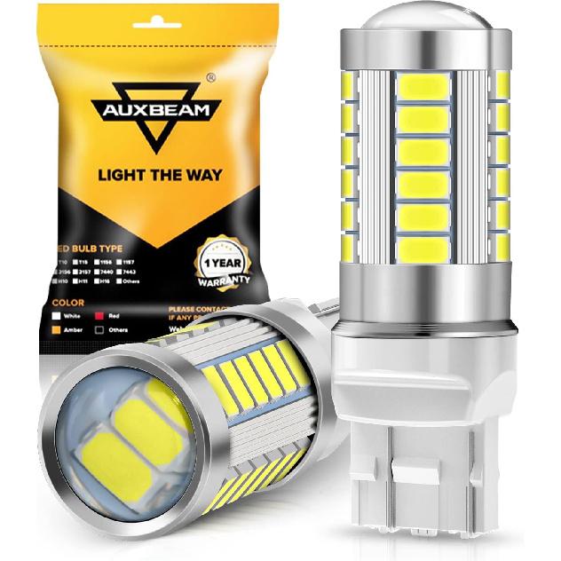 Светодиодные лампы Auxbeam 7440 W21W 7441, 6500K Белый, Суперяркие 7440A 7440AL Светодиодные лампы заднего хода для автомобилей, грузовиков, мотоциклов, 3030-SMD 12V, Упаковка из