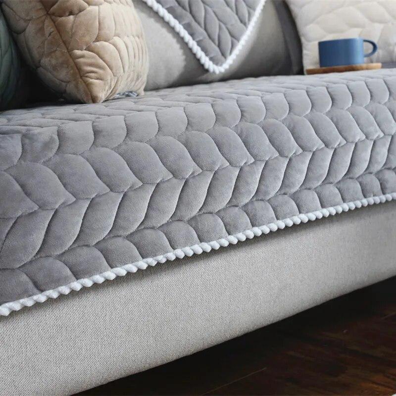 Autumn Winter Sofa Cushion Crystal Velvet Cushion Warm Non-Slip Comfort Couch Cover Solid Color Sofa Cover Towel Back Cushion