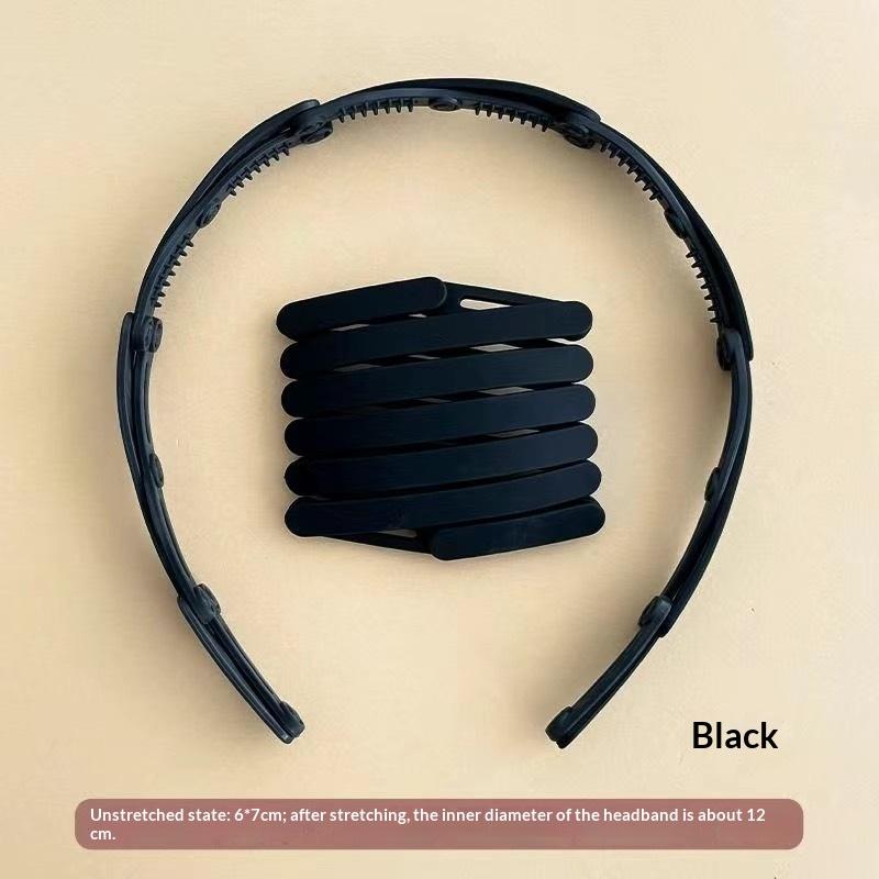 Convenient Foldable Solid Plastic Hairband For Women Girls Travel Stretchable Headband Hair Head Band Novelty Hair Accessories чёрный