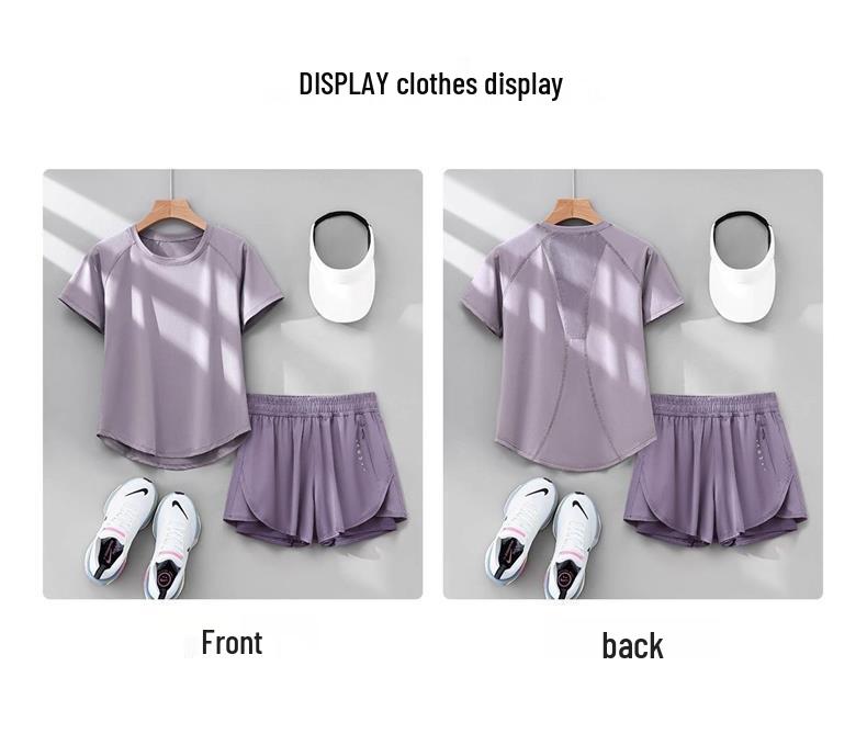 2026 Summer Women's Quick-Dry Sports Set: Loose Fit Yoga & Running Wear with Sweat-Absorbing Short-Sleeve Top