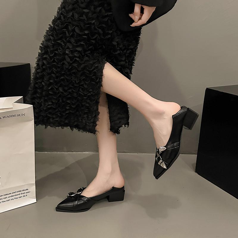 Kadın Modası Tatlı Rahat Bahar Giyilebilir Yüksek Topuklu Ayakkabılar Bayan Rahat Lacivert Yüksek Topuklu Sandaletler Kadınlar için Kadınlar