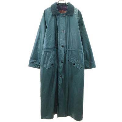 80s Made In USA Nylon Vintage Long Coat S Green System Women Used