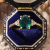 Luxury Factory Direct Supply Imitation Emerald Colored Treasure Ring, Four-claw Inlaid Auxiliary Diamond Thin Ring, Live Broadcast Accessories