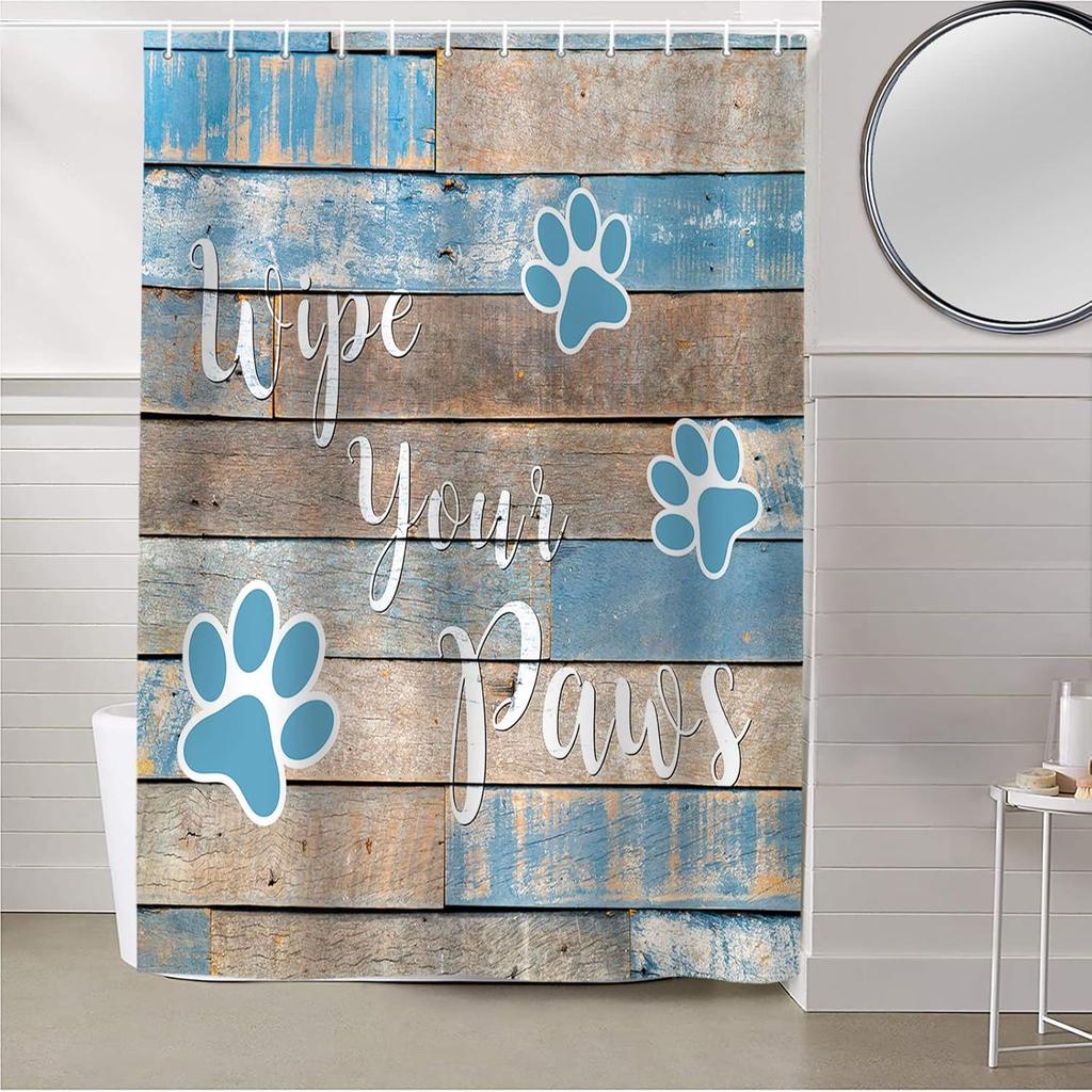 Striped Shower Curtain Navy Blue and Gray, Blue and White Striped Shower Curtain with Hooks for Bathroom Waterproof Bath Curtains for Home Hotel, 72"