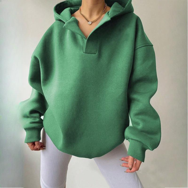 Women'S V Neck Oversized Hoodie with Pocket Classic Fleece Lined Sweatshirt Women Plain Sweatshirt