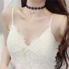 Korean Black Flower Choker Necklace for Women - Clavicle Short Strap Jewelry