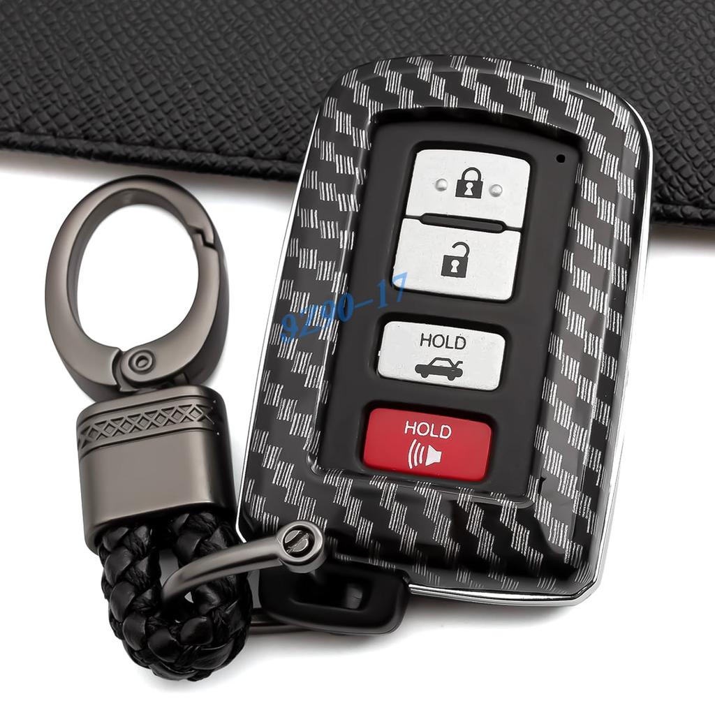 For Toyota Highlander Avalon Camry Rav4 4Runner Tundra Sequoia Kluger Carbon Fiber Car Smart Key Cover Case Keychain