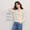 SLLSKY French Lace V-Neck Long Sleeve Knit Sweater