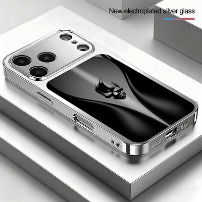 Schwarzer Hintergrund Skelettmuster Gehärtetes Glas Handyhülle Für iPhone 17 Pro Max 16 15 14 13 12 11 Pro 16 Plus 17 Air Cover