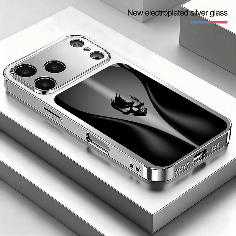 

Black Background Skeleton Pattern Electroplate Phone Case For Samsung Galaxy S25 S24 S23 Ultra Plus FE Tempered Glass Cover Galaxy S24 Ultra