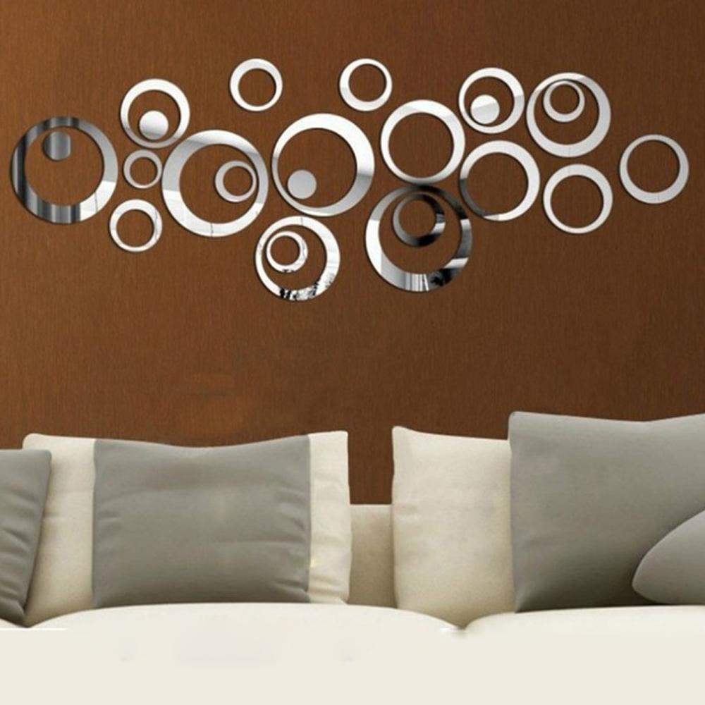 3D Circular Mirror Wall Sticker Self-Adhesive Acrylic Mirror Decals DIY Office Living Room Bedroom Decoration Art Wall Stickers
