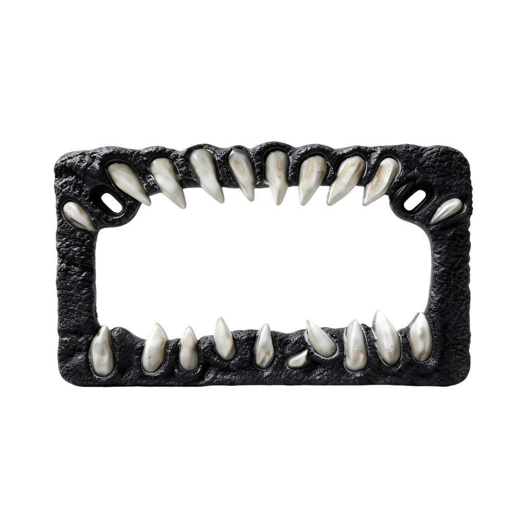 Motorcycle Plate Holder Motorcycle License Plate Frame with Sharp-toothed Fangs Design 3d Spiked Protector Personalized