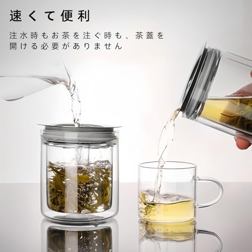 OULOVECO 200ml Glas-Teekanne mit doppelwandigem hitzebeständigem Glas und Präzisionsfilter, Perfekt für den Einzelgebrauch, Geeignet für Büro- oder Heimgebrauch, Gre