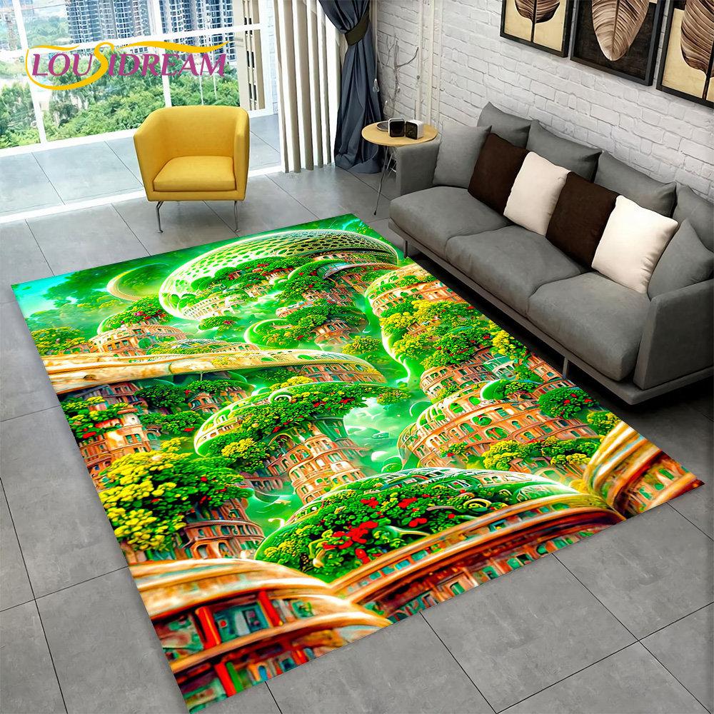 

3D Beautiful Dream Magic Castle Scenic Area Килимок, килимок для вітальні Спальня Диван Придверний килимок Кухня Декор Нековзкий килимок 40x60cm(15x23in)