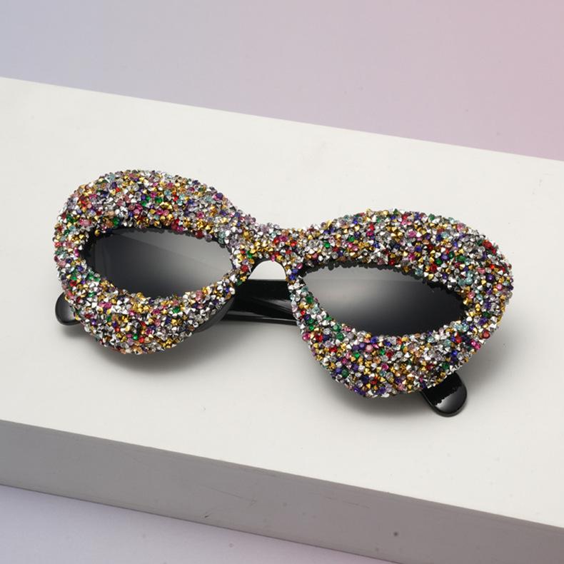 

2026 Shimmer Rhinestone Kids Sunglasses Colorful UV Trendy Toddler Fashion Party Shades KJ256