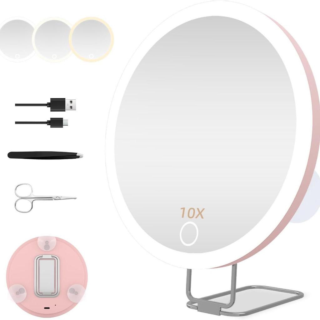 30x HD LED Makeup Mirror with 360° Rotation and Smart Fill Light