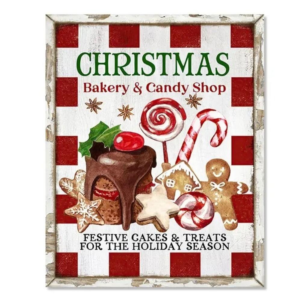 Vintage Christmas Metal Wall Decoration, Holiday Sticker Sign