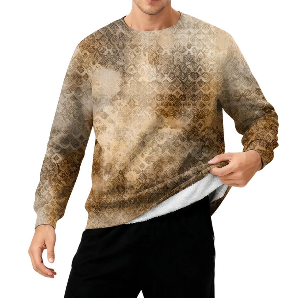 Herren Rundhals Fleecegefüttert Dick Warm Sweatshirt