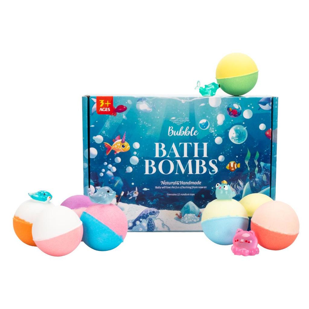 Children's Ocean Toy Bath Bombs: Bubble, Moisturizing, Long-Lasting Fragrance Gift Set