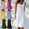 Stylish Women's Holiday Summer Solid Sleeveless Party Beach Loose Short Dress Sundress For Effortless Elegance