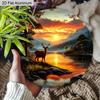 2D Flat Adorable Fawn Christmas Wreath Aluminum Sign -Fawn By The Lake in The Sunset in The Forest Design, Humorous and Festive Christmas Decoration