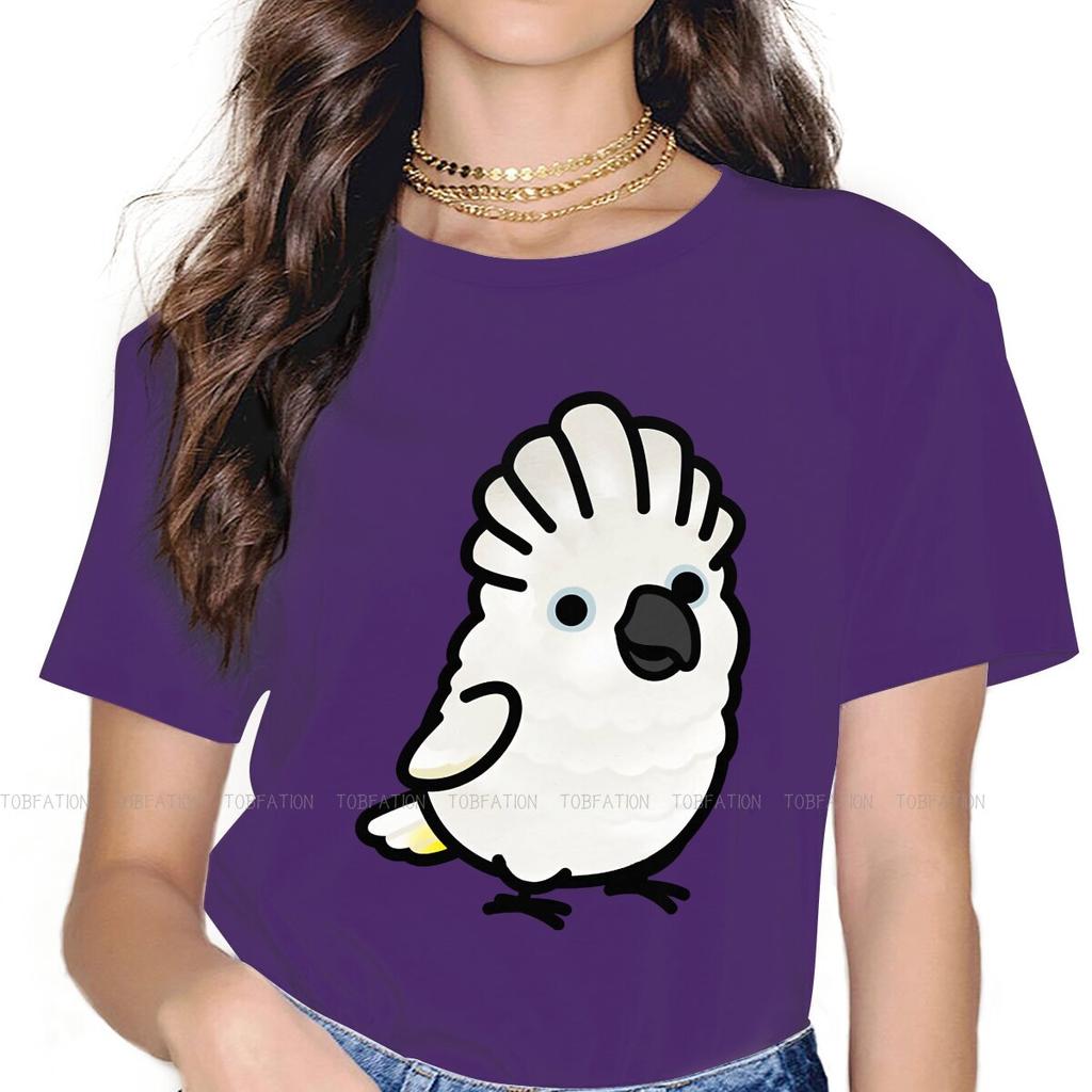 Chubby Umbrella Cockatoo Tshirt For Girls Parrot Tops Harajuku Ladies T Shirt Basic Graphic Oversized