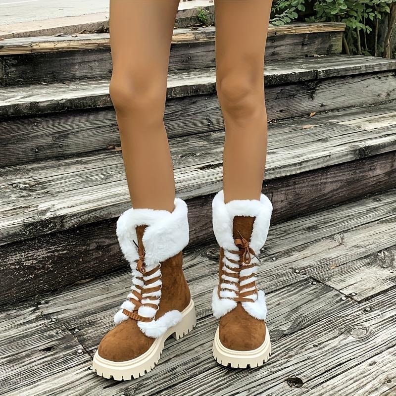 Winter New Thick Bottom Padded Thickened Snow Boots Female Large Size Warm Mid-calf Boots Cotton Shoes Female