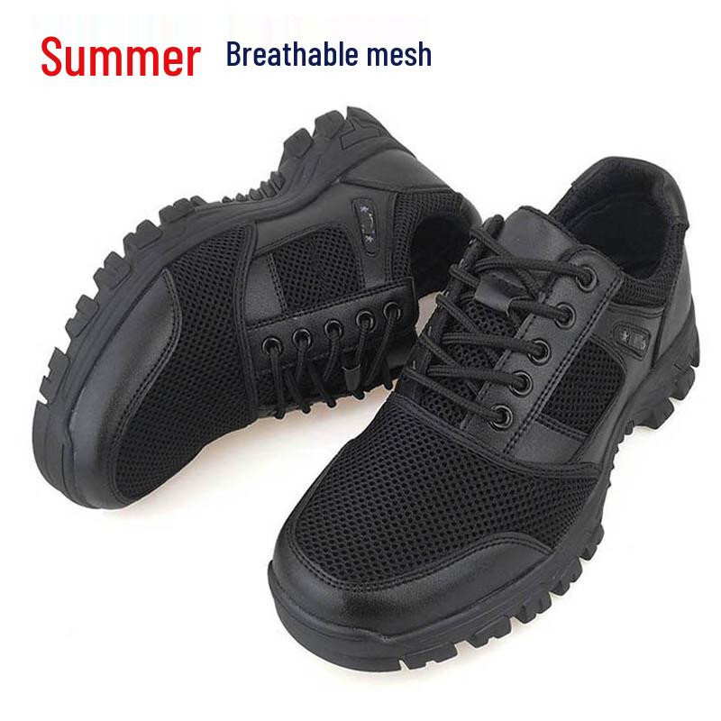 

Xunzhanying Men s Black Breathable Leather Duty Shoes 42