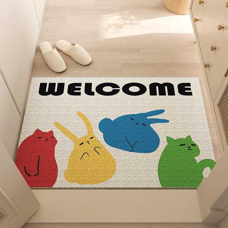 Entry Door Floor Mat Cartoon Can Be Cut Silk Circle Floor Mat Household Entrance Door Can Scrape Mud And Soil Wear-Resistant Non-Slip Pad
