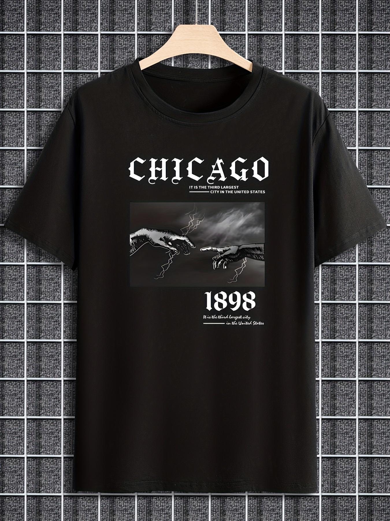 

Chicago 1898 Graphic Bold Letter Print T-Shirt 100% Cotton O-Neck Short Sleeve Summer Casual Mens T-shirt Streetwear - Men s ... S разноцветный